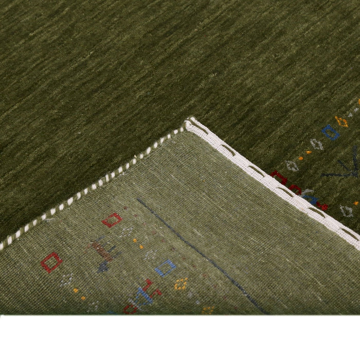 Ready to Ship Green Contemporary Design Hand Loomed Wool Area Rug