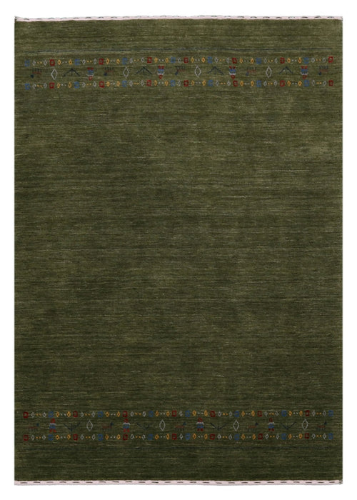Ready to Ship Green Contemporary Design Hand Loomed Wool Area Rug
