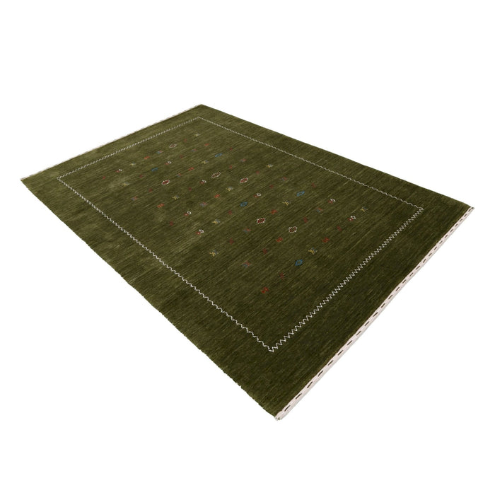 Ready to Ship Green Modern Design Hand Loomed Wool Area Rug