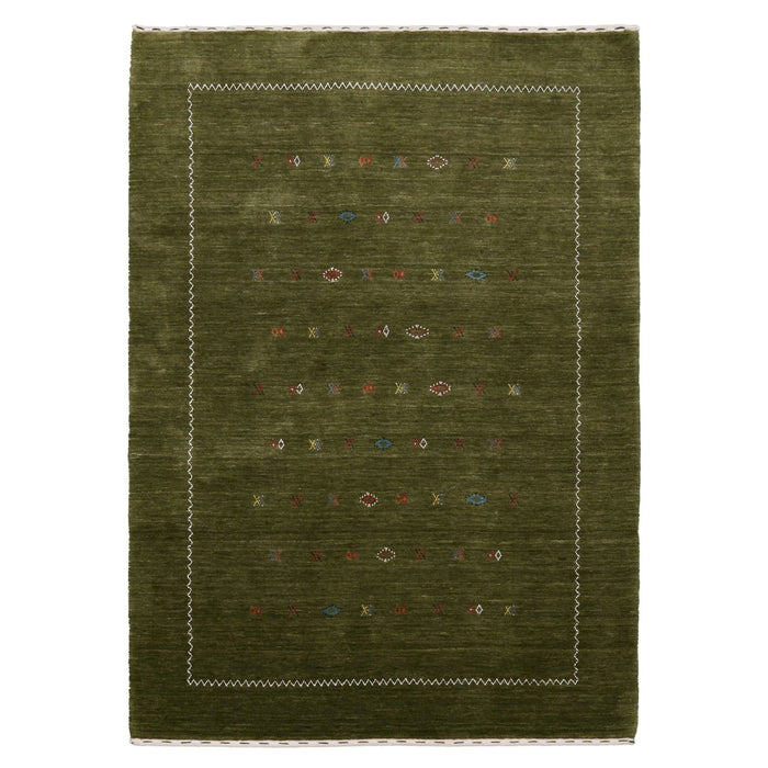 Ready to Ship Green Modern Design Hand Loomed Wool Area Rug