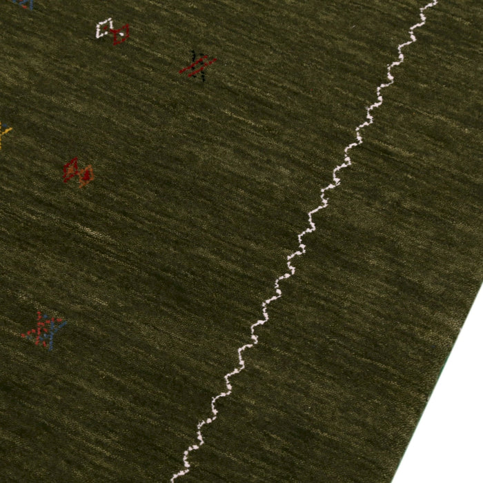 Ready to Ship Green Modern Design Hand Loomed Wool Area Rug