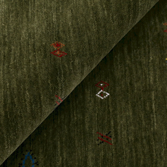 Ready to Ship Green Modern Design Hand Loomed Wool Area Rug