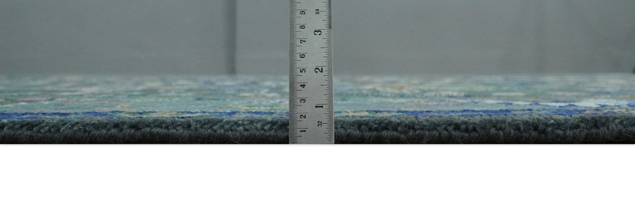 Ready to Ship Hand Knotted Green Moss and Blue Traditional Turkish Design Wool Rug