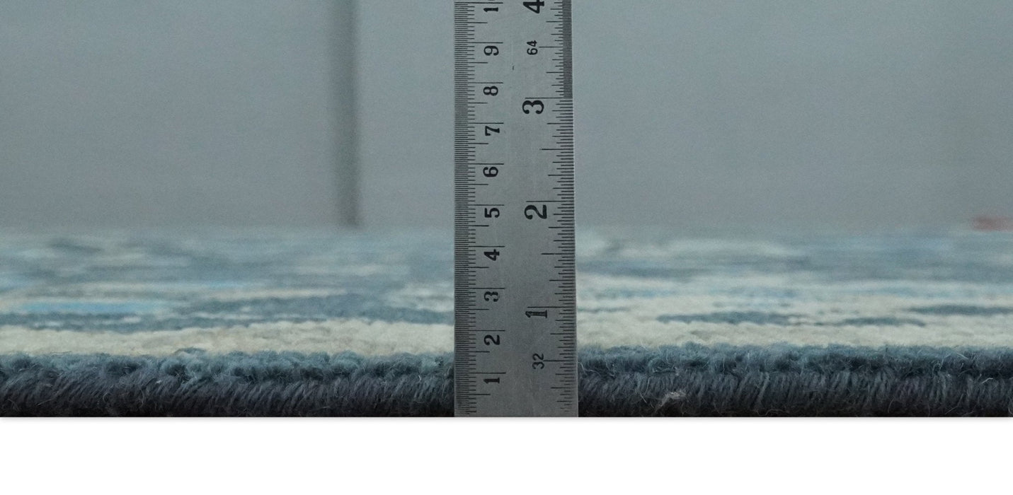 Ready to Ship Hand Knotted Oriental Turkish Oushak Blue and Camel Wool Area Rug