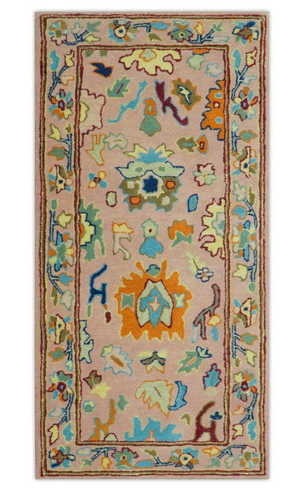 Ready to Ship Hand Tufted Pink Modern Colorful Oushak Rug, Kids, Living Room Rug