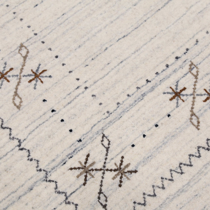 Ready to Ship Ivory Gabbeh Border Design Hand Loomed Wool Rug