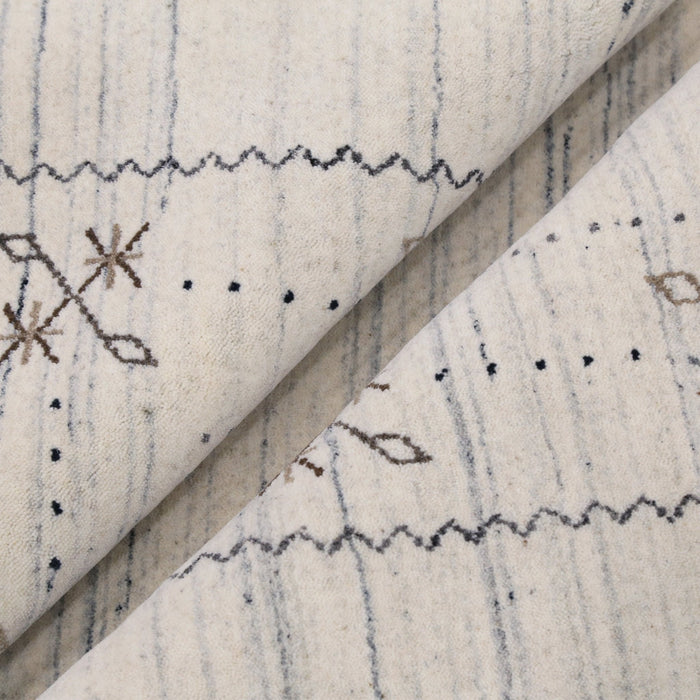 Ready to Ship Ivory Gabbeh Border Design Hand Loomed Wool Rug