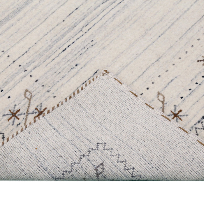Ready to Ship Ivory Gabbeh Border Design Hand Loomed Wool Rug