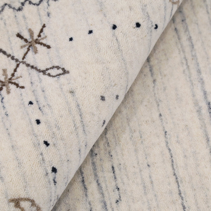 Ready to Ship Ivory Gabbeh Border Design Hand Loomed Wool Rug