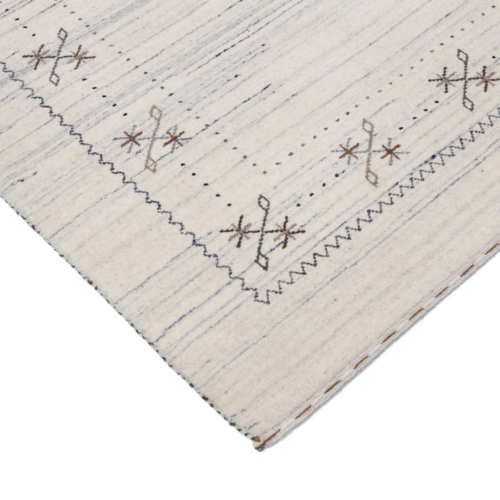 Ready to Ship Ivory Gabbeh Border Design Hand Loomed Wool Rug