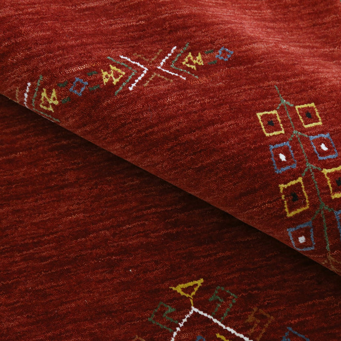 Ready to Ship Red Center Medallion Tribal Design Hand Loomed Wool Area Rug