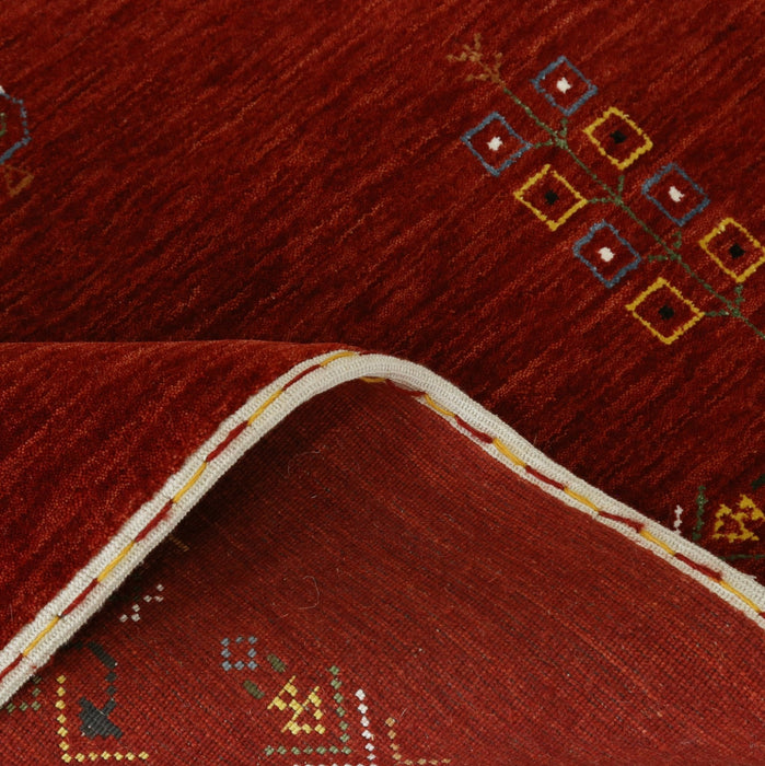 Ready to Ship Red Center Medallion Tribal Design Hand Loomed Wool Area Rug