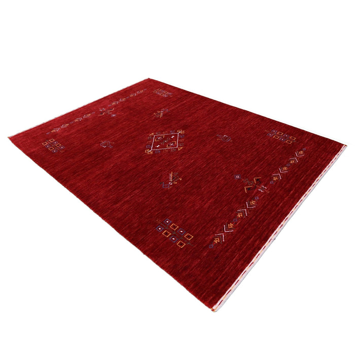 Ready to Ship Red Center Medallion Tribal Design Hand Loomed Wool Area Rug