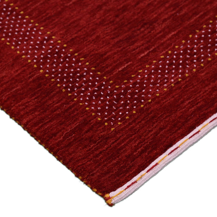 Ready to Ship Red Center Pattern Hand Loomed Wool Area Rug