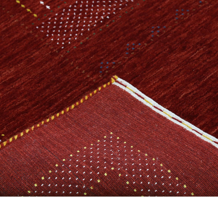 Ready to Ship Red Center Pattern Hand Loomed Wool Area Rug