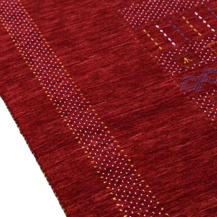 Ready to Ship Red Center Pattern Hand Loomed Wool Area Rug