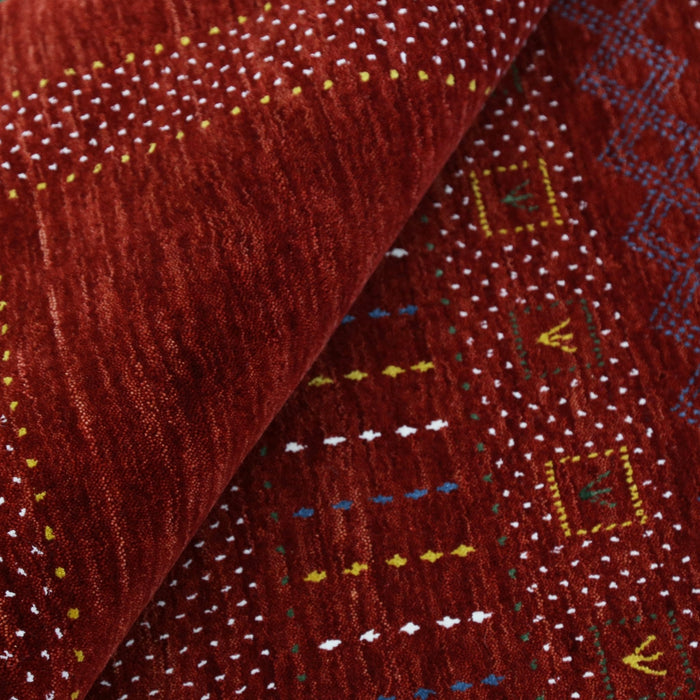 Ready to Ship Red Center Pattern Hand Loomed Wool Area Rug