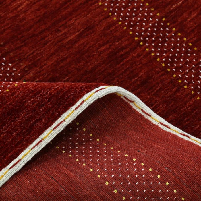 Ready to Ship Red Center Pattern Hand Loomed Wool Area Rug