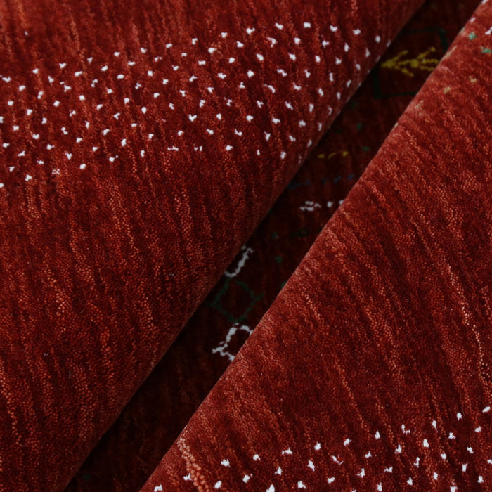 Ready to Ship Red Contemporary Center Design Hand Loomed Wool Area Rug