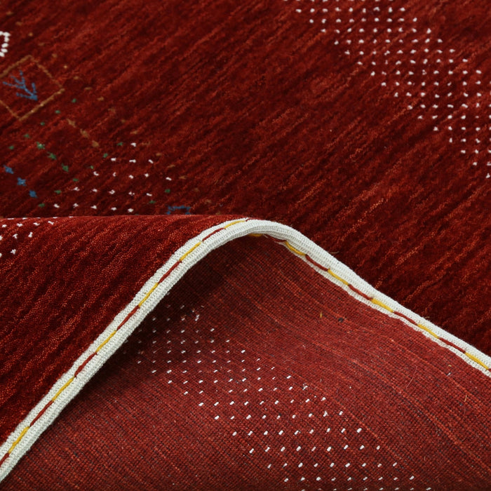 Ready to Ship Red Contemporary Center Design Hand Loomed Wool Area Rug