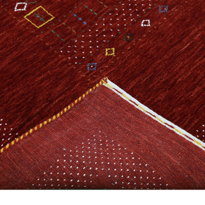 Ready to Ship Red Contemporary Center Design Hand Loomed Wool Area Rug