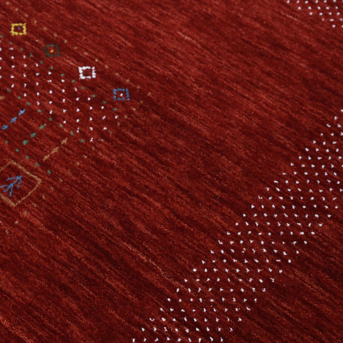 Ready to Ship Red Contemporary Center Design Hand Loomed Wool Area Rug