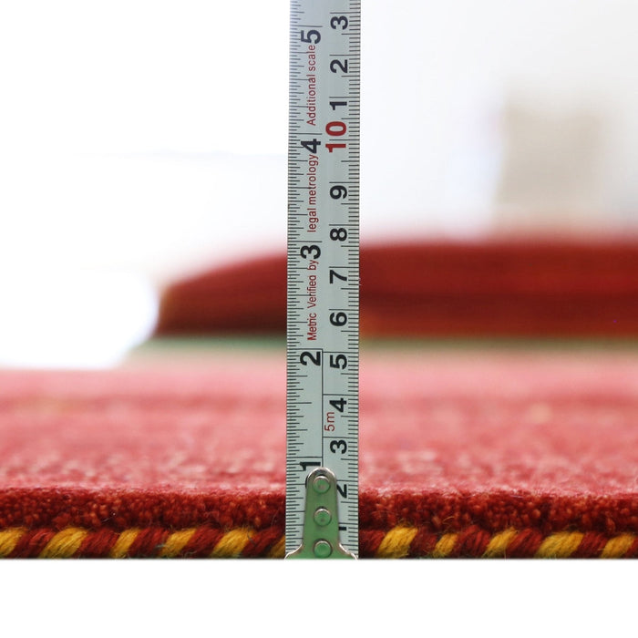 Ready to Ship Red Contemporary Center Design Hand Loomed Wool Area Rug