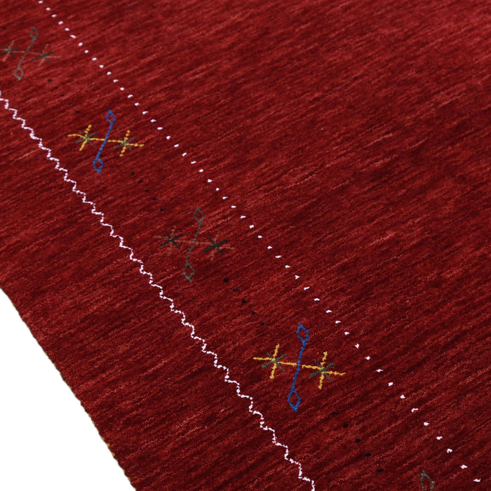 Ready to Ship Red Gabbeh Border Design Hand Loomed Wool Area Rug