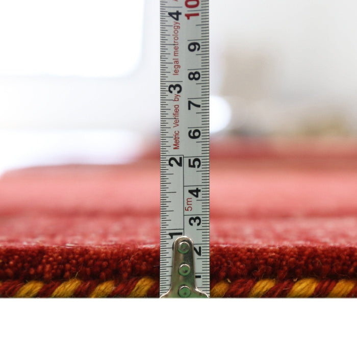 Ready to Ship Red Gabbeh Border Design Hand Loomed Wool Area Rug