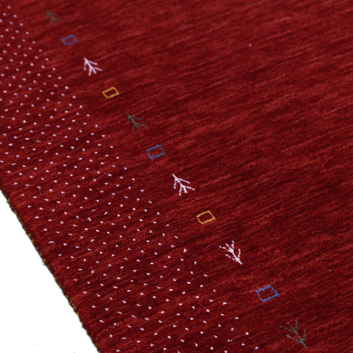 Ready to Ship Red Gabbeh Border Design Hand Loomed Wool Area Rug