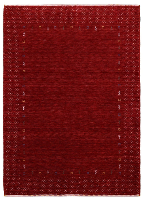 Ready to Ship Red Gabbeh Border Design Hand Loomed Wool Area Rug