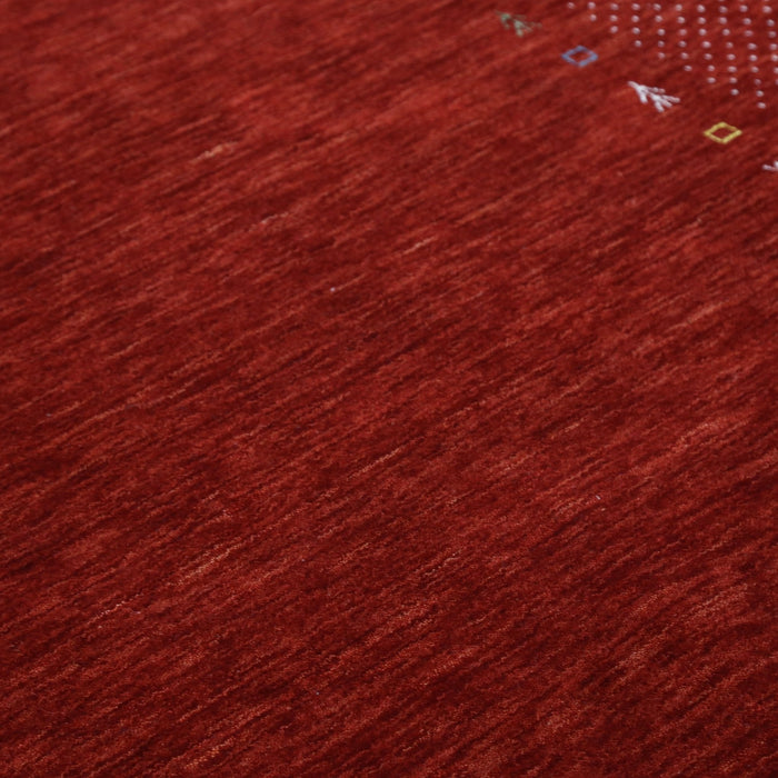 Ready to Ship Red Gabbeh Border Design Hand Loomed Wool Area Rug