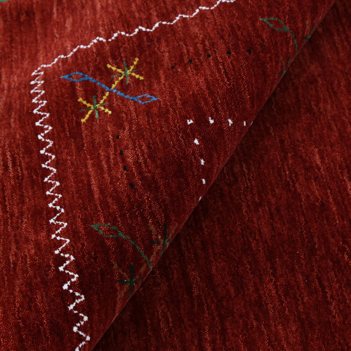 Ready to Ship Red Gabbeh Border Design Hand Loomed Wool Area Rug