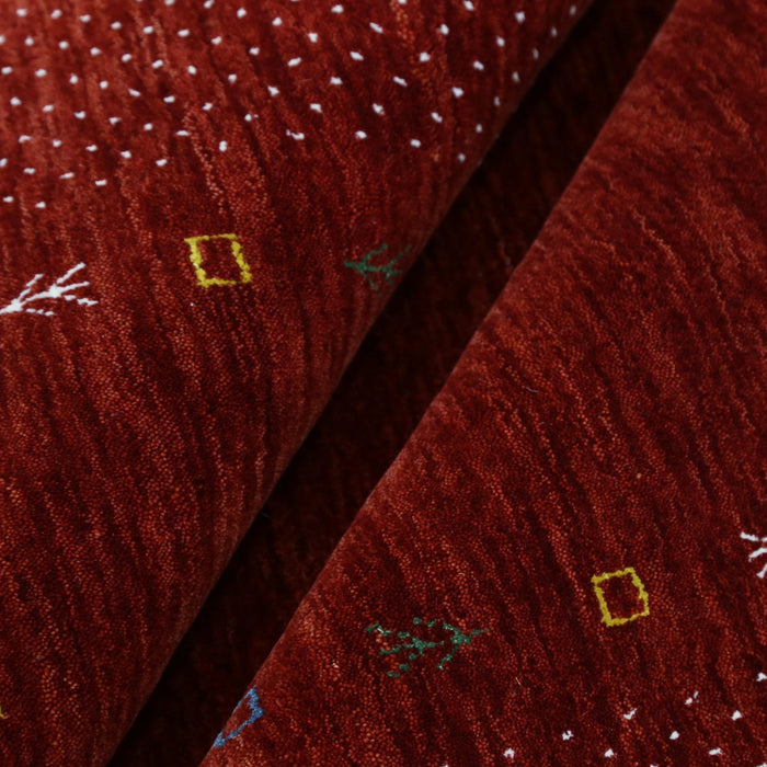 Ready to Ship Red Gabbeh Border Design Hand Loomed Wool Area Rug