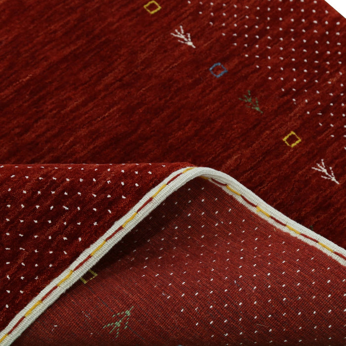 Ready to Ship Red Gabbeh Border Design Hand Loomed Wool Area Rug