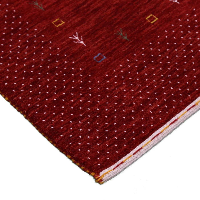 Ready to Ship Red Gabbeh Border Design Hand Loomed Wool Area Rug