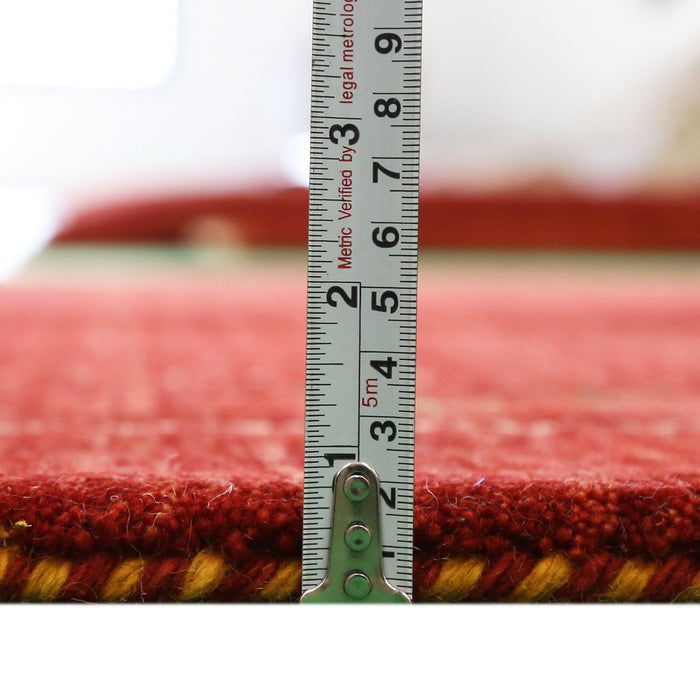 Ready to Ship Red Gabbeh Border Design Hand Loomed Wool Area Rug