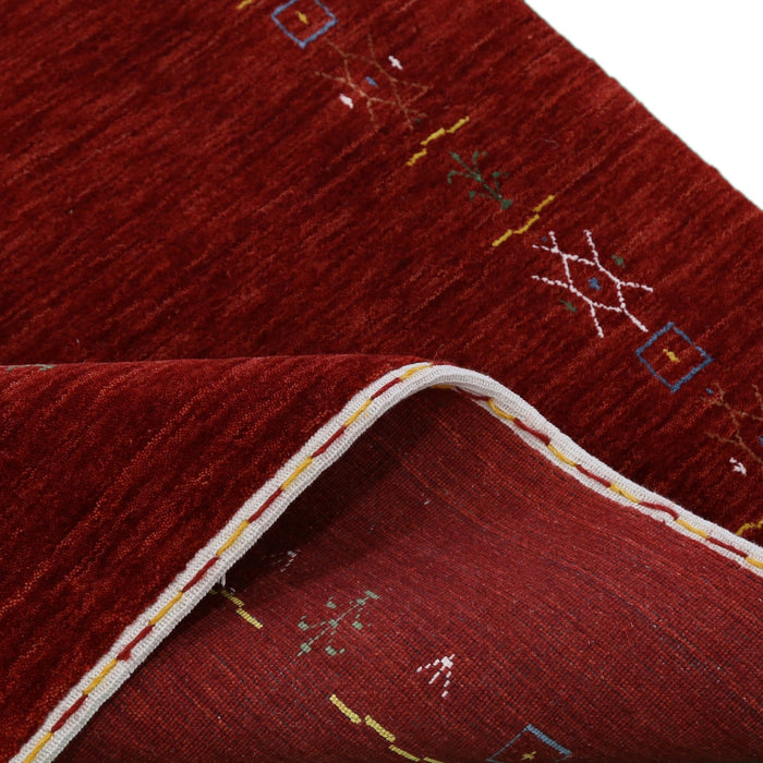 Ready to Ship Red Tribal Border Design Hand Loomed Wool Area Rug