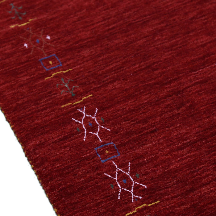 Ready to Ship Red Tribal Border Design Hand Loomed Wool Area Rug