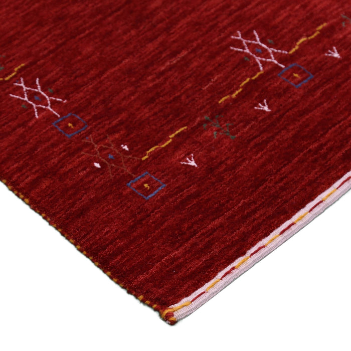 Ready to Ship Red Tribal Border Design Hand Loomed Wool Area Rug