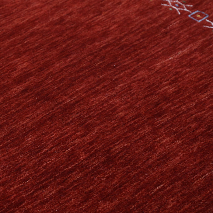 Ready to Ship Red Tribal Border Design Hand Loomed Wool Area Rug