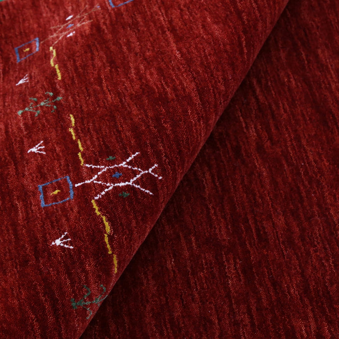 Ready to Ship Red Tribal Border Design Hand Loomed Wool Area Rug