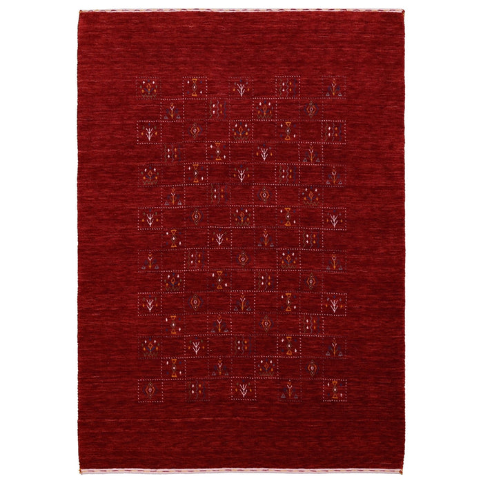 Ready to Ship  Red Tribal Geometrical Design Wool Area Rug