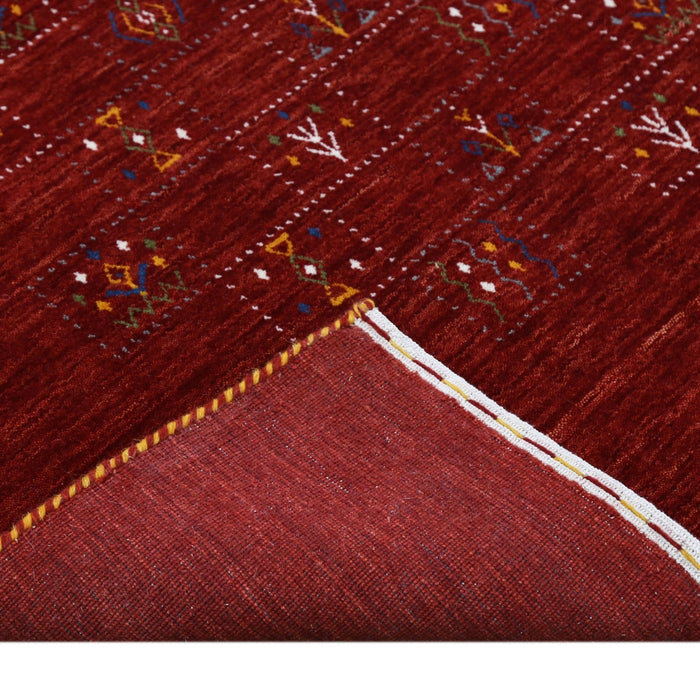 Ready to Ship  Red Tribal Geometrical Design Wool Area Rug