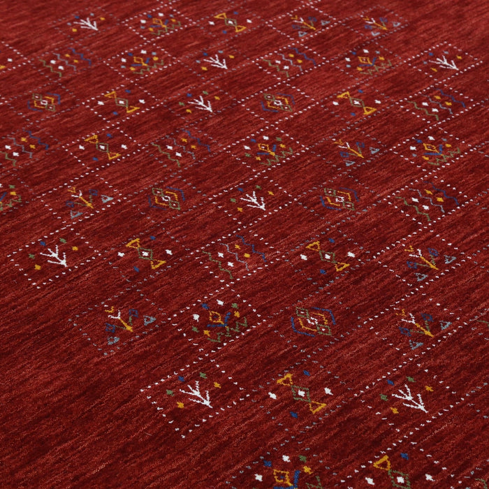 Ready to Ship  Red Tribal Geometrical Design Wool Area Rug