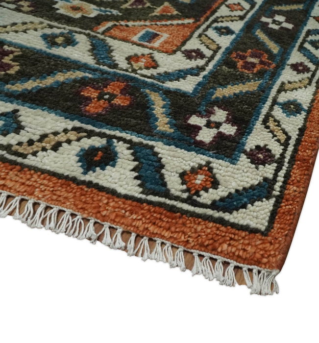 Ready to ship Rust, Ivory and Brown Oriental Traditional Area Rug