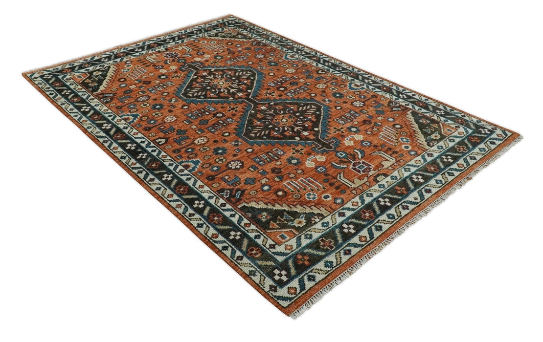 Ready to ship Rust, Ivory and Brown Oriental Traditional Area Rug