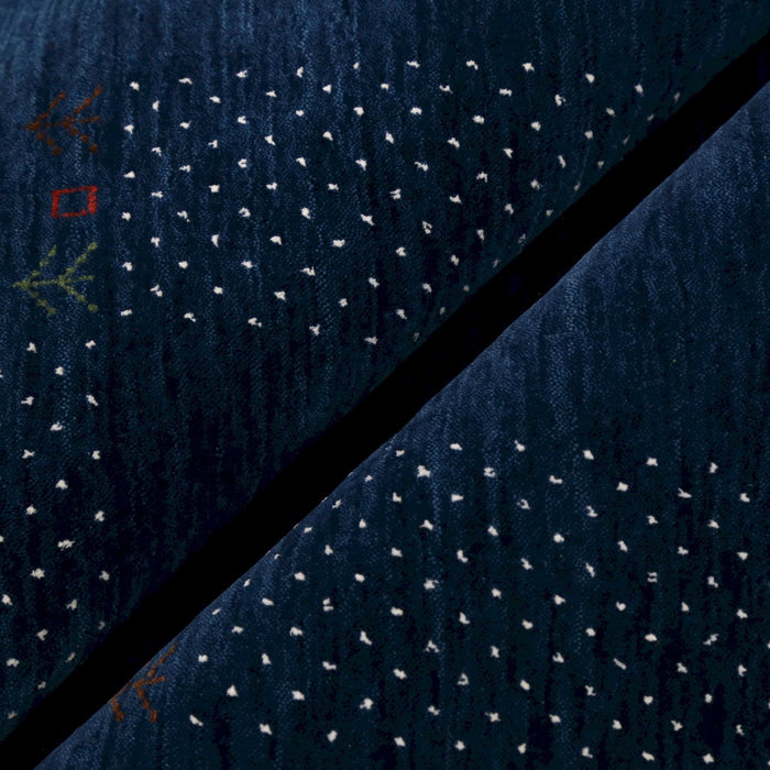 Ready to Ship Solid Blue Border Patterns Hand Loomed Wool Area Rug