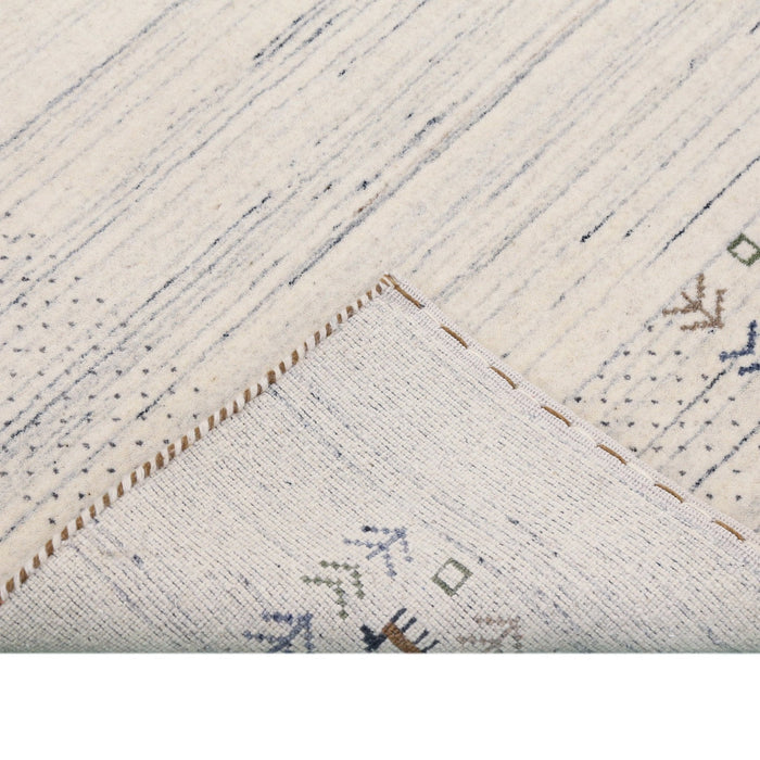 Ready to Ship Solid Ivory Border Patterns Hand Loomed Wool Area Rug