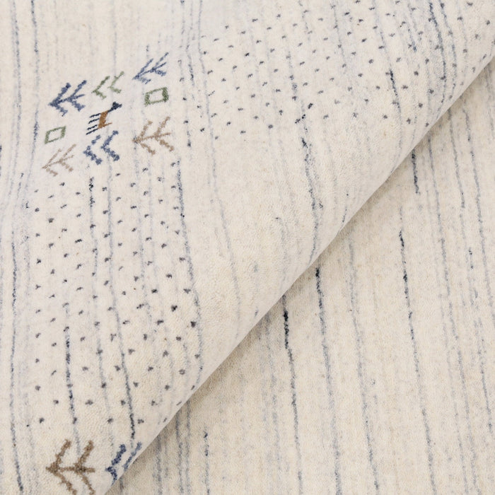 Ready to Ship Solid Ivory Border Patterns Hand Loomed Wool Area Rug